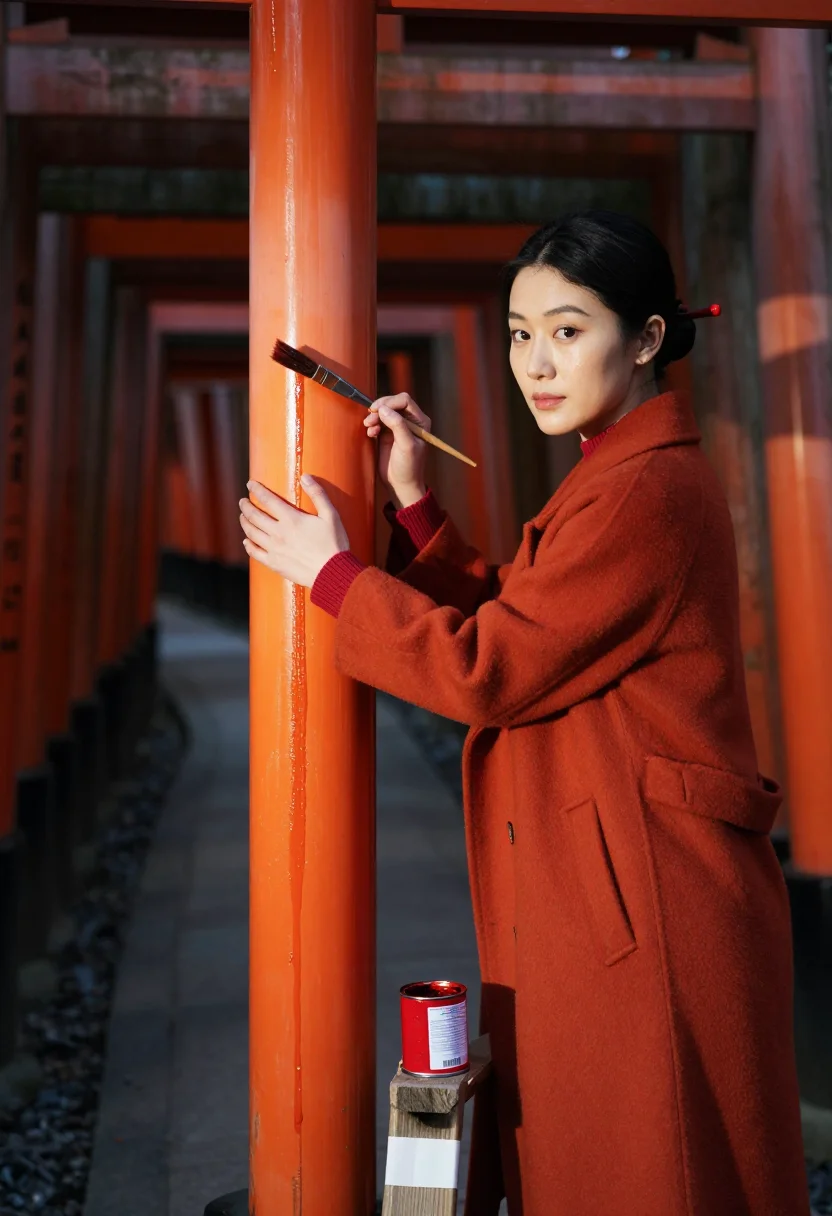 AI fushimi vermilion sample — portrait of a woman, a woman in her late twenties with warm