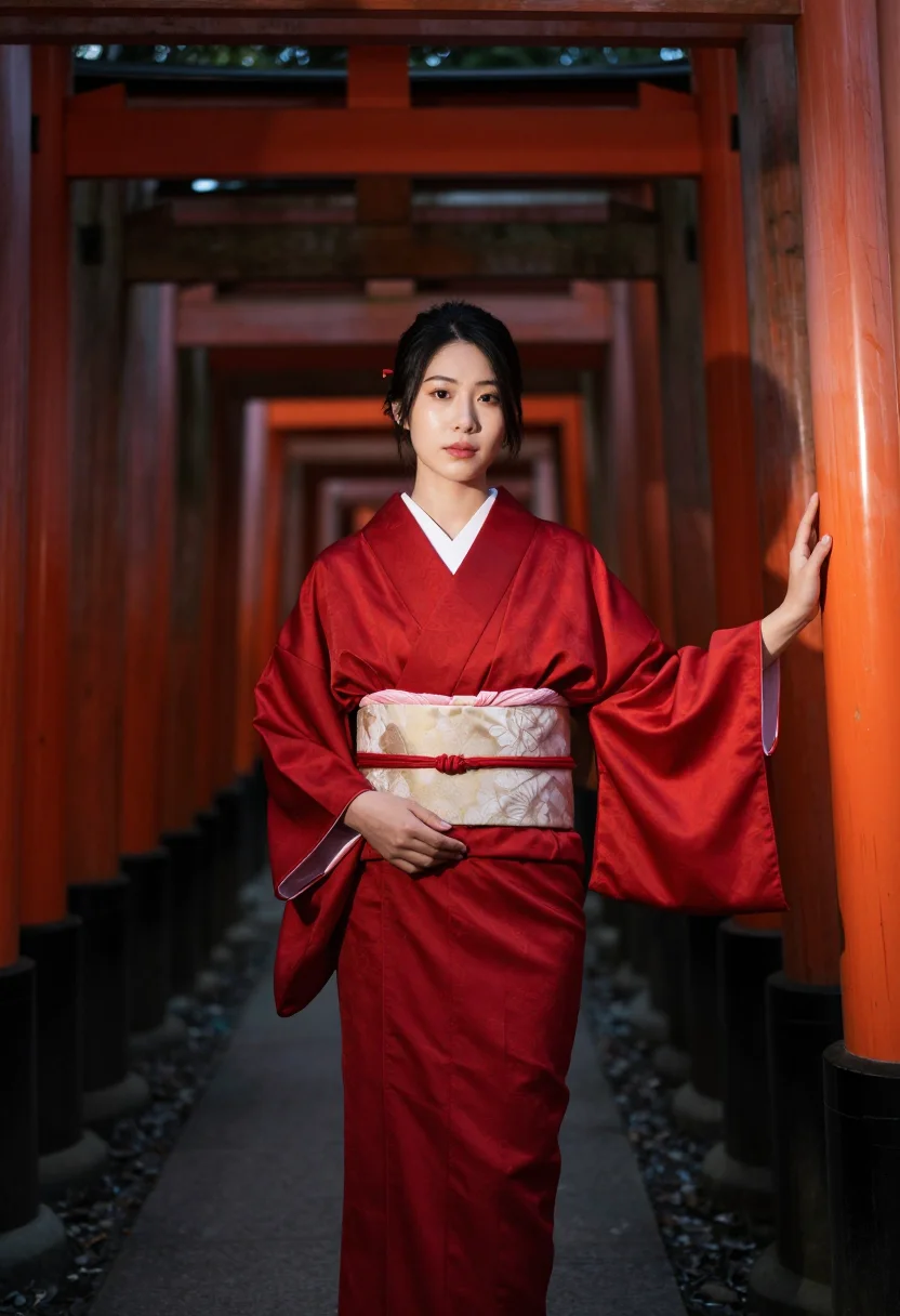 AI fushimi vermilion sample — portrait of a woman, a woman in her late twenties with warm