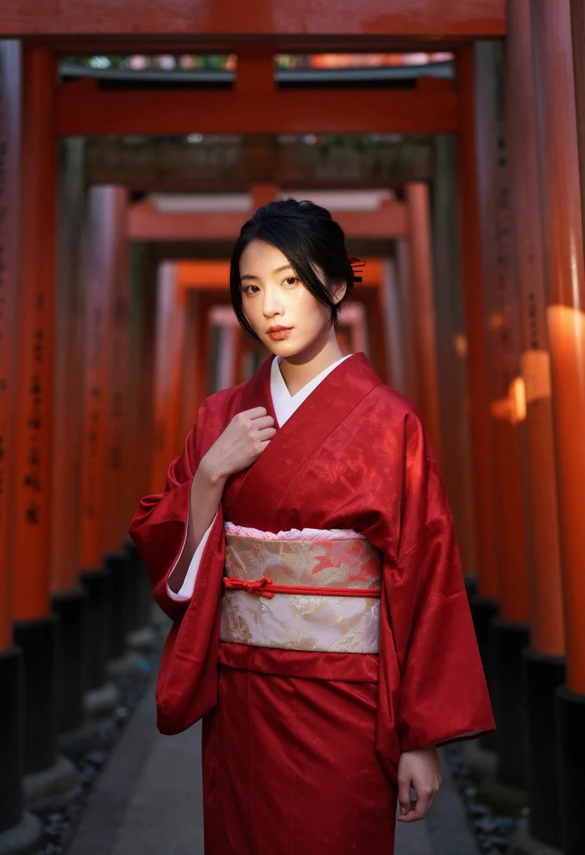 AI fushimi vermilion sample — portrait of a woman, a woman in her late twenties with warm