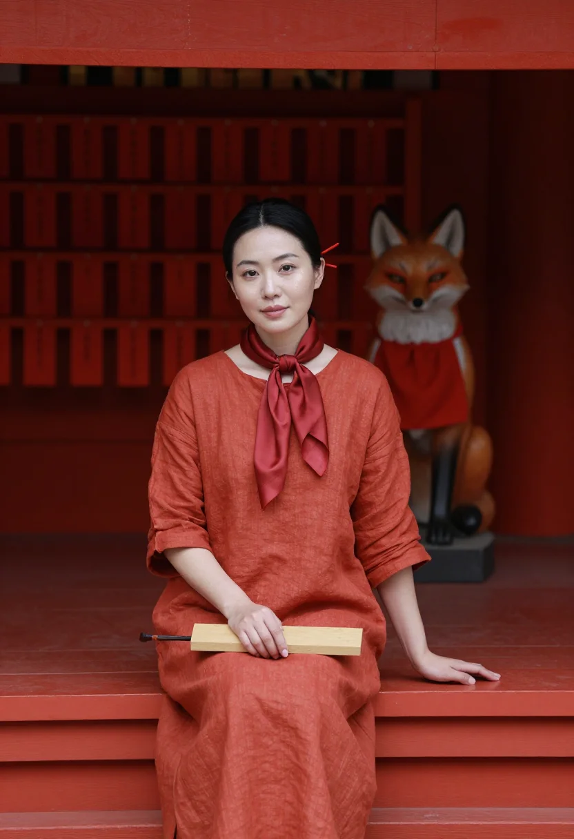 AI fushimi vermilion sample — portrait of a woman, a woman in her late twenties with warm