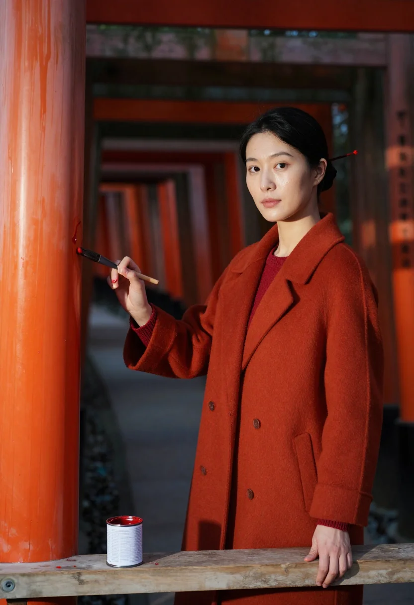 AI fushimi vermilion sample — portrait of a woman, a woman in her late twenties with warm