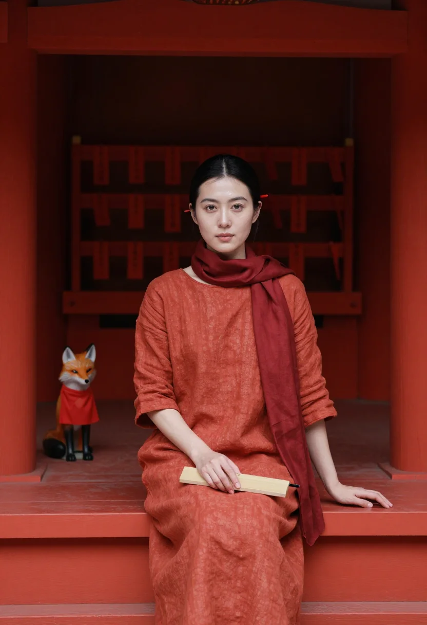 AI fushimi vermilion sample — portrait of a woman, a woman in her late twenties with warm