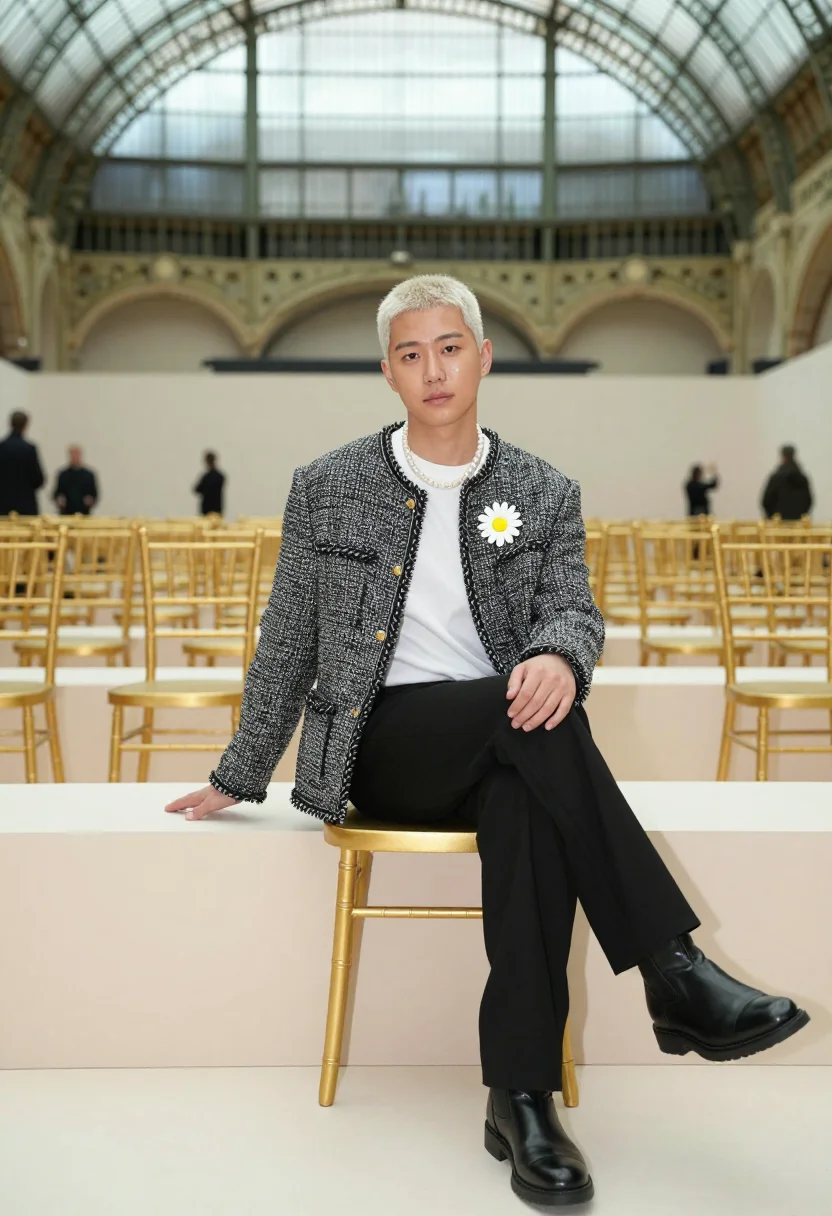AI g dragon chanel sample — portrait of a man, full-length portrait of a Korean man with