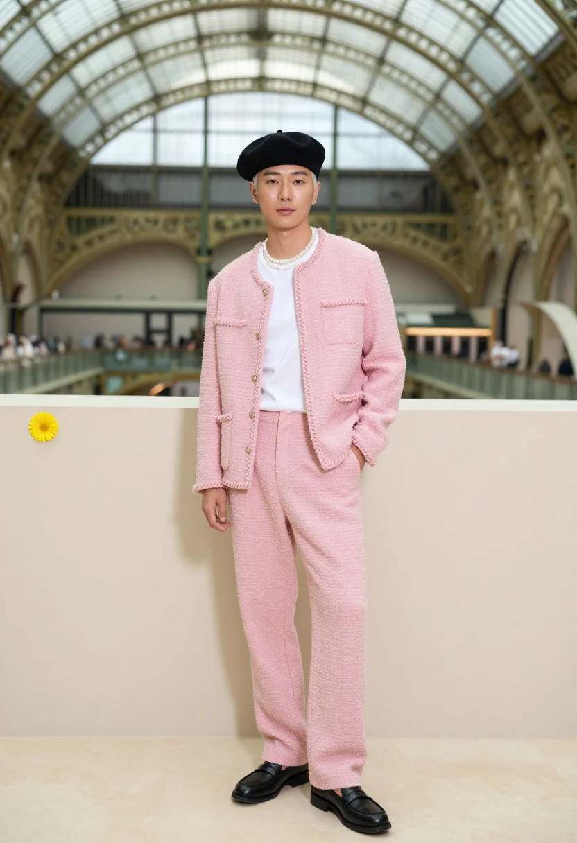 AI g dragon chanel sample — portrait of a man, full-length portrait of a Korean man with
