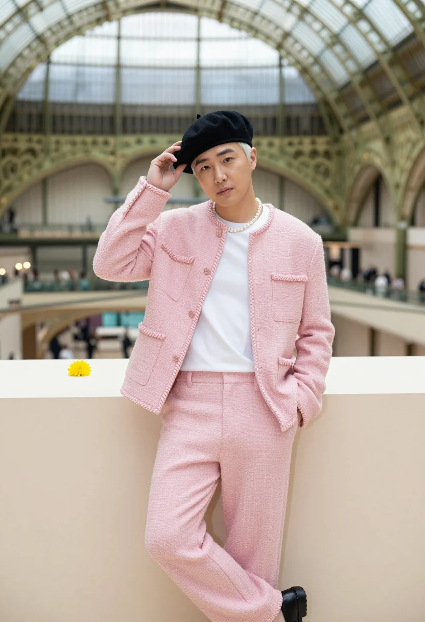 AI g dragon chanel sample — portrait of a man, three-quarter-length portrait of a Korean