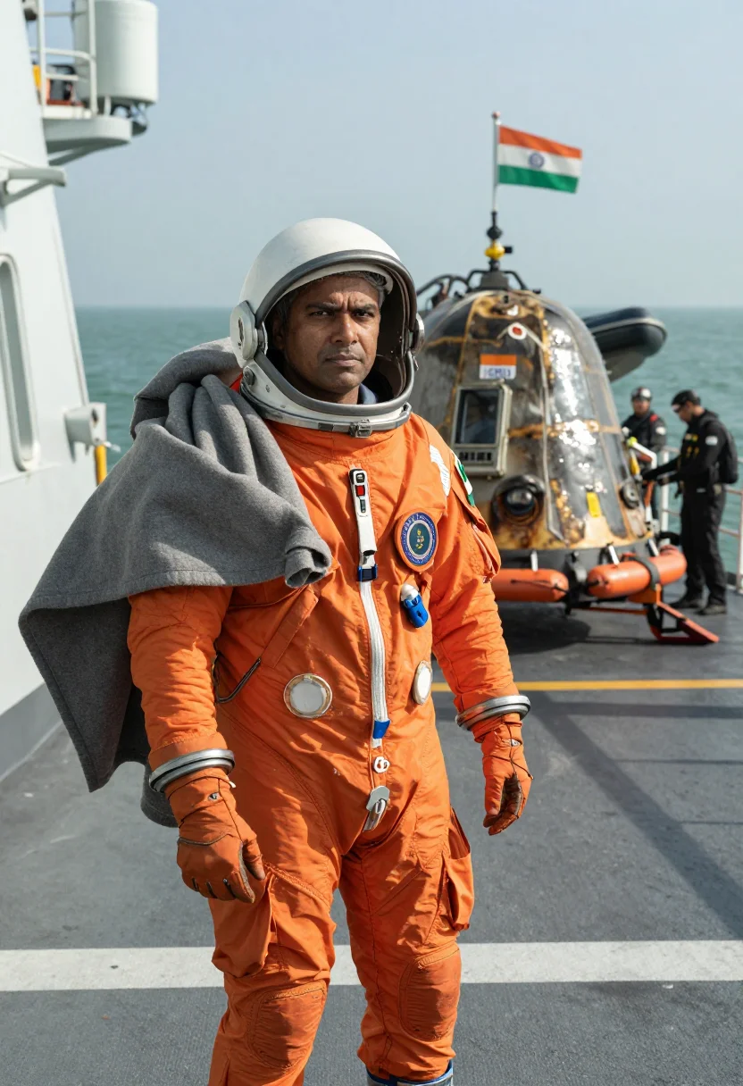 AI gaganyaan sample — portrait of an astronaut, half-length three-quarter portrait
