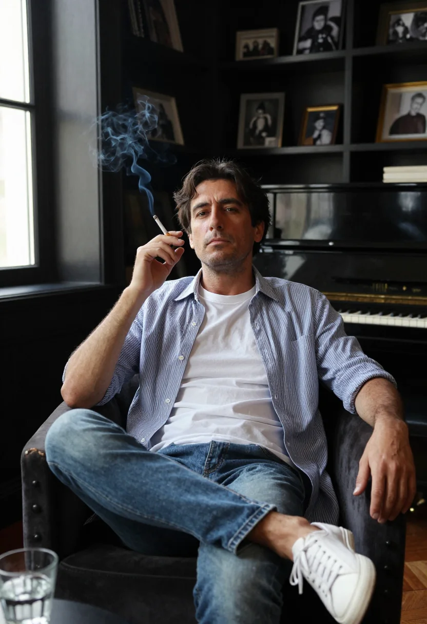 AI gainsbourg sample — portrait of a man, close half-length portrait of a Western-E