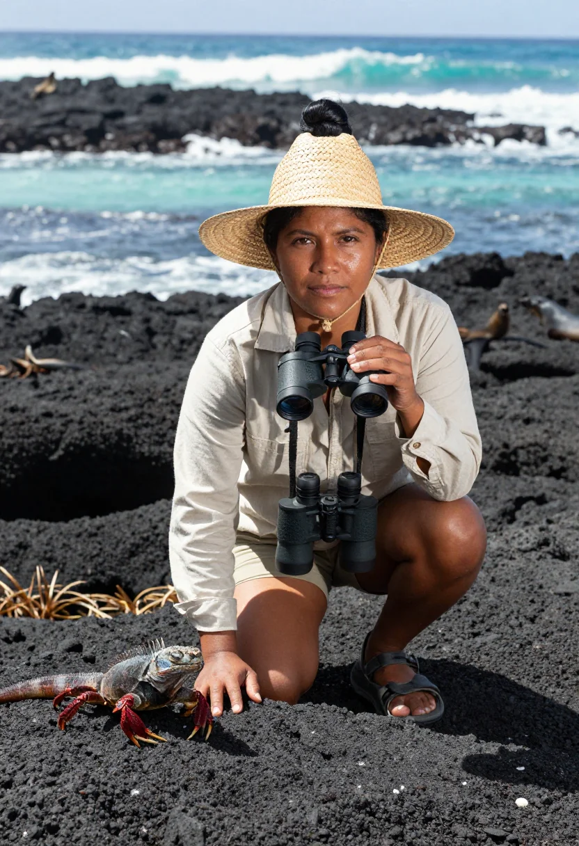 AI galapagos sample — chest-up portrait of an Ecuadorian woman in her twenties wit