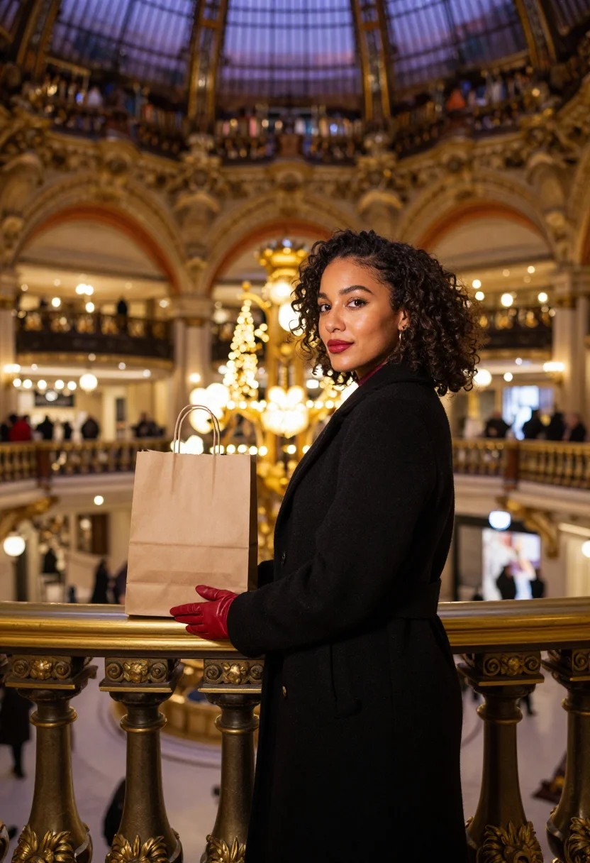 AI galeries lafayette noel sample — portrait of a woman, half-length portrait of a woman of Nort