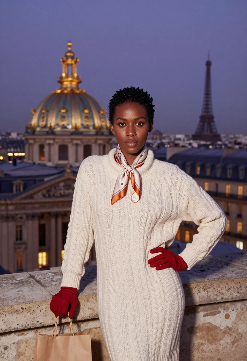 AI galeries lafayette noel sample — portrait of a woman, three-quarter-length portrait of a Fran