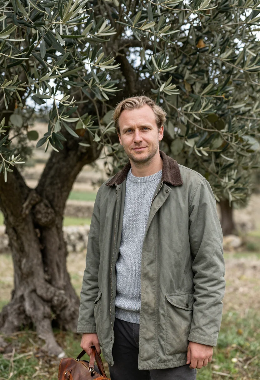 AI galilee vet olive grove silver sample — portrait of a man, a veterinarian in his thirties of Dutch d