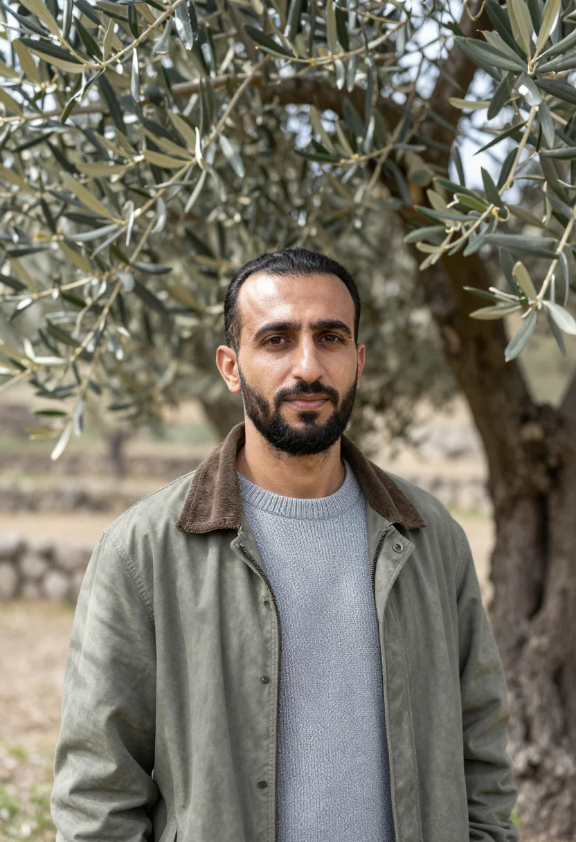 AI galilee vet olive grove silver sample — portrait of a man, a veterinarian in his forties of Galilean
