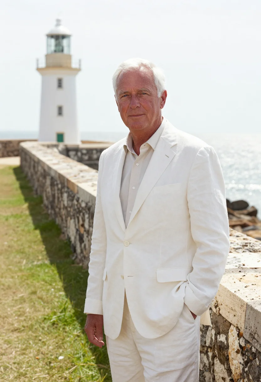AI galle fort hotelier coral white sample — portrait of a man, a British hotelier in his sixties with ru