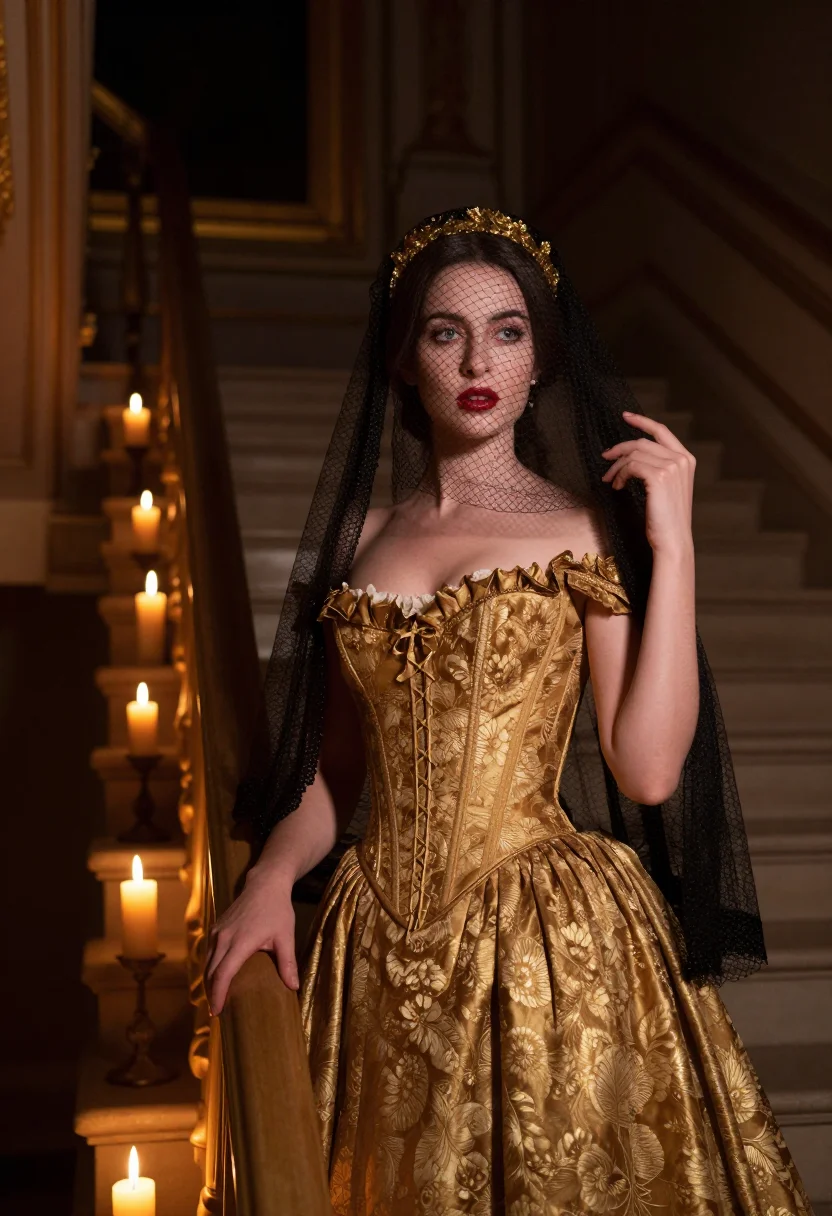 AI galliano dior gothic sample — portrait of a woman, chest-up portrait of a Western-European