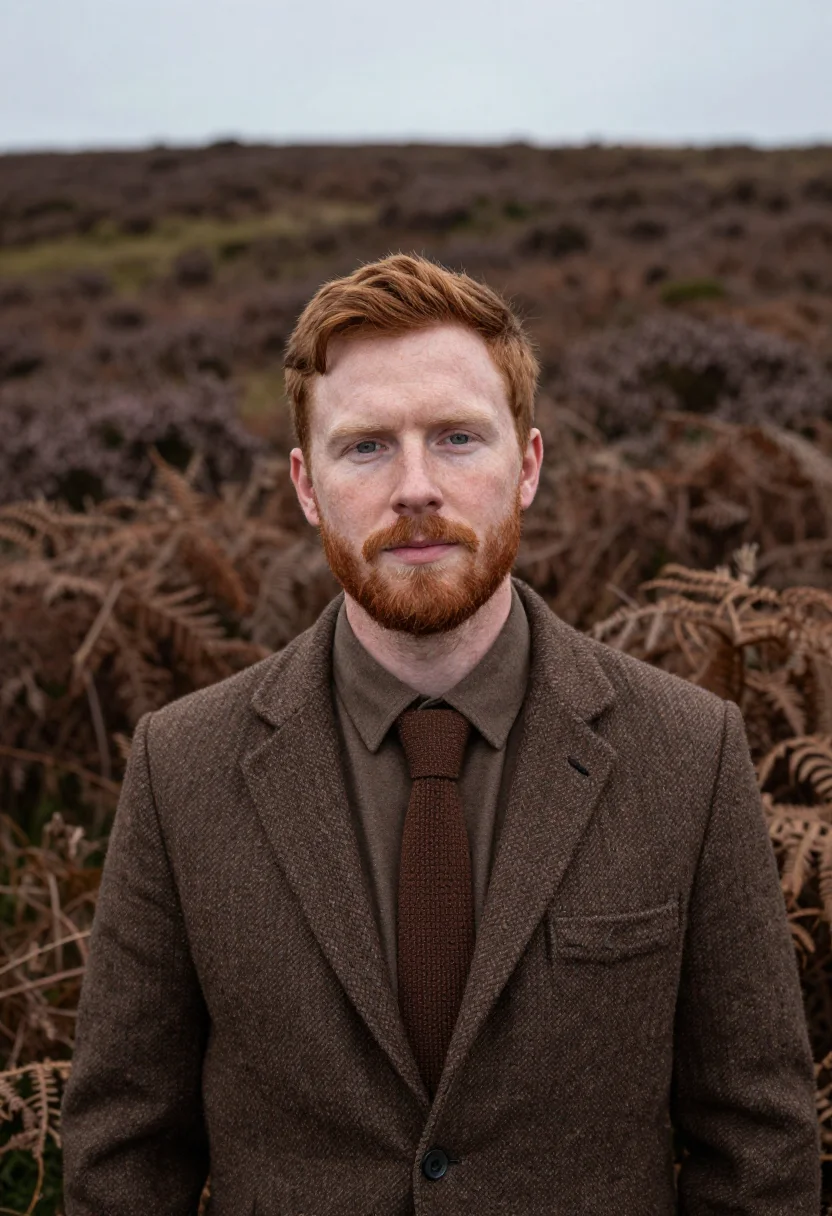 AI gamekeeper october tweed sample — portrait of a man, chest-up portrait of a Scottish man in hi