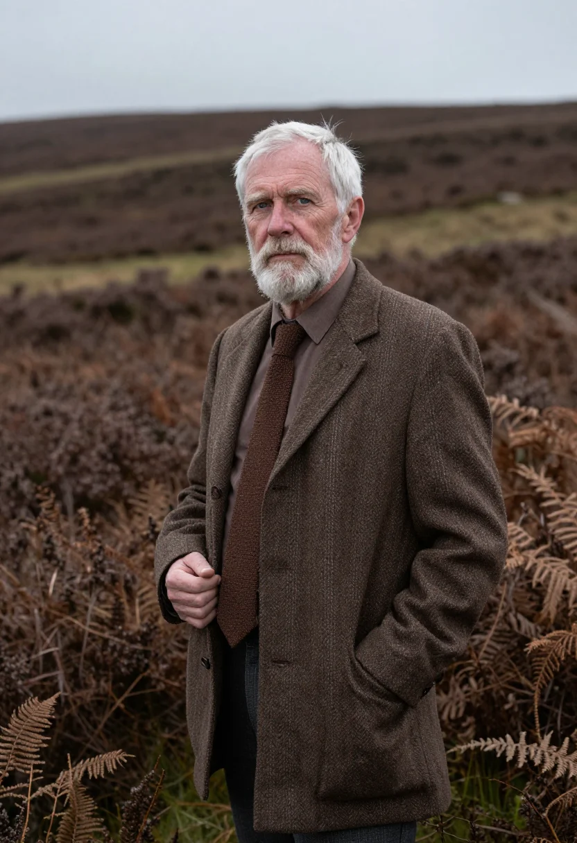 AI gamekeeper october tweed sample — portrait of a man, half-length portrait of a Scottish man in