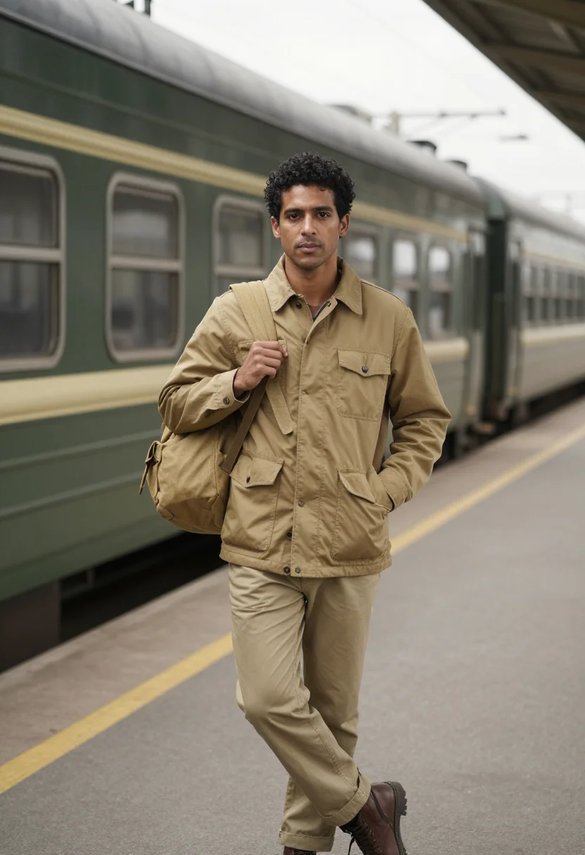 AI gap year platform khaki sample — portrait of a man, framed three-quarter length from the head