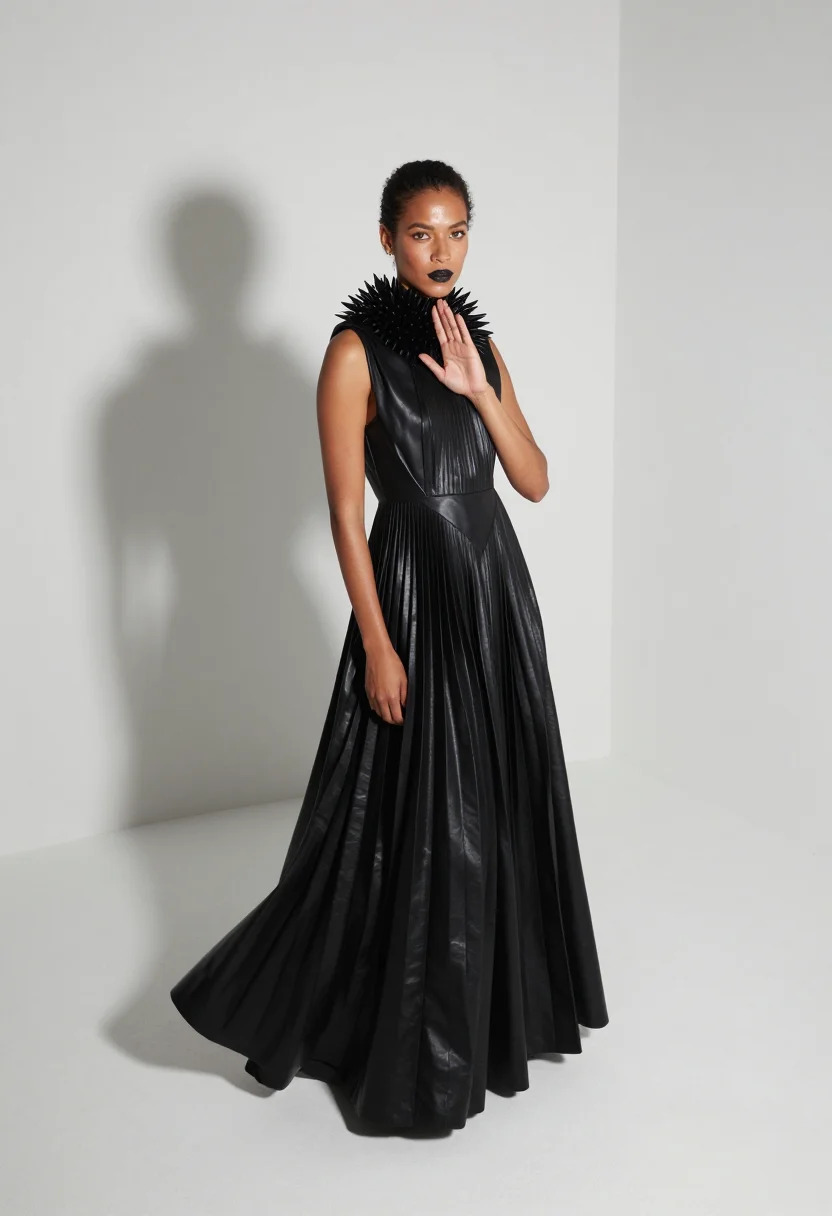 AI gareth pugh sample — portrait of a woman, high-angle full-length portrait of a wo