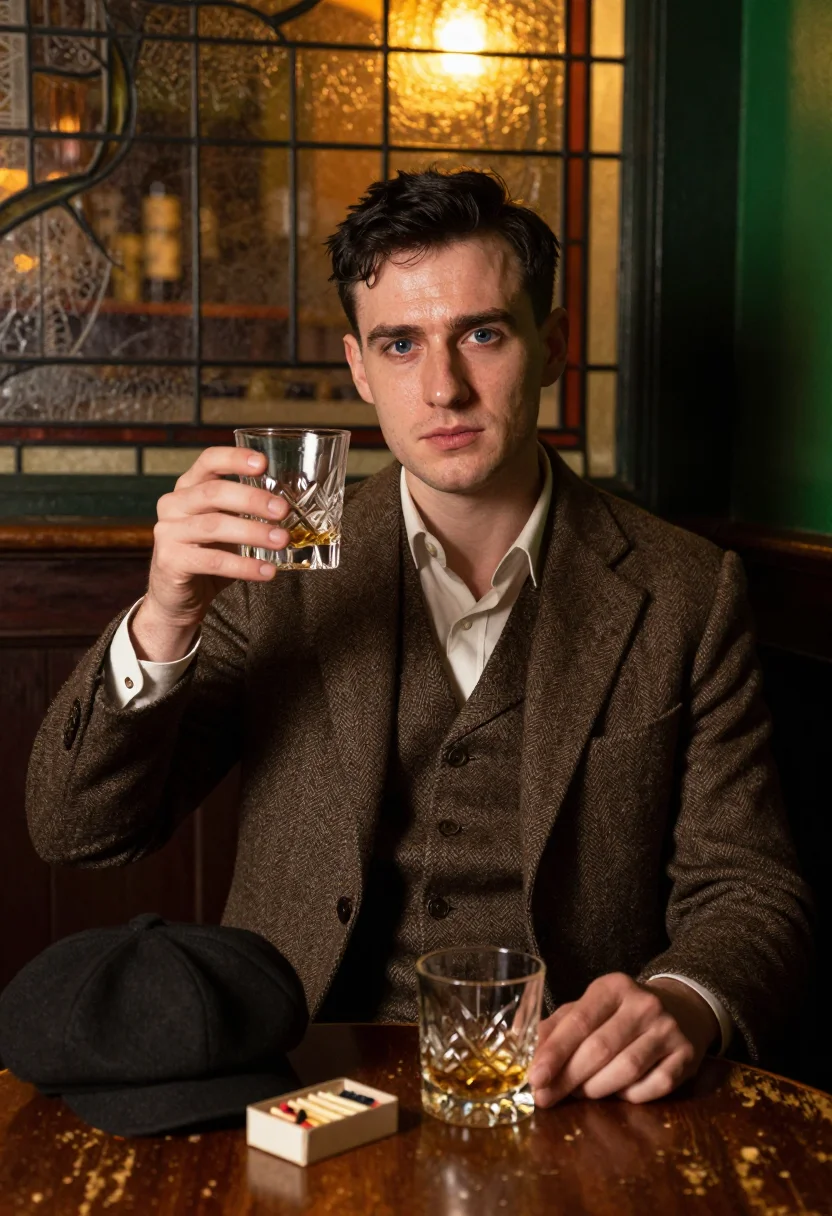 AI garrison pub sample — portrait of a man, seated waist-up portrait of a fair-skinne