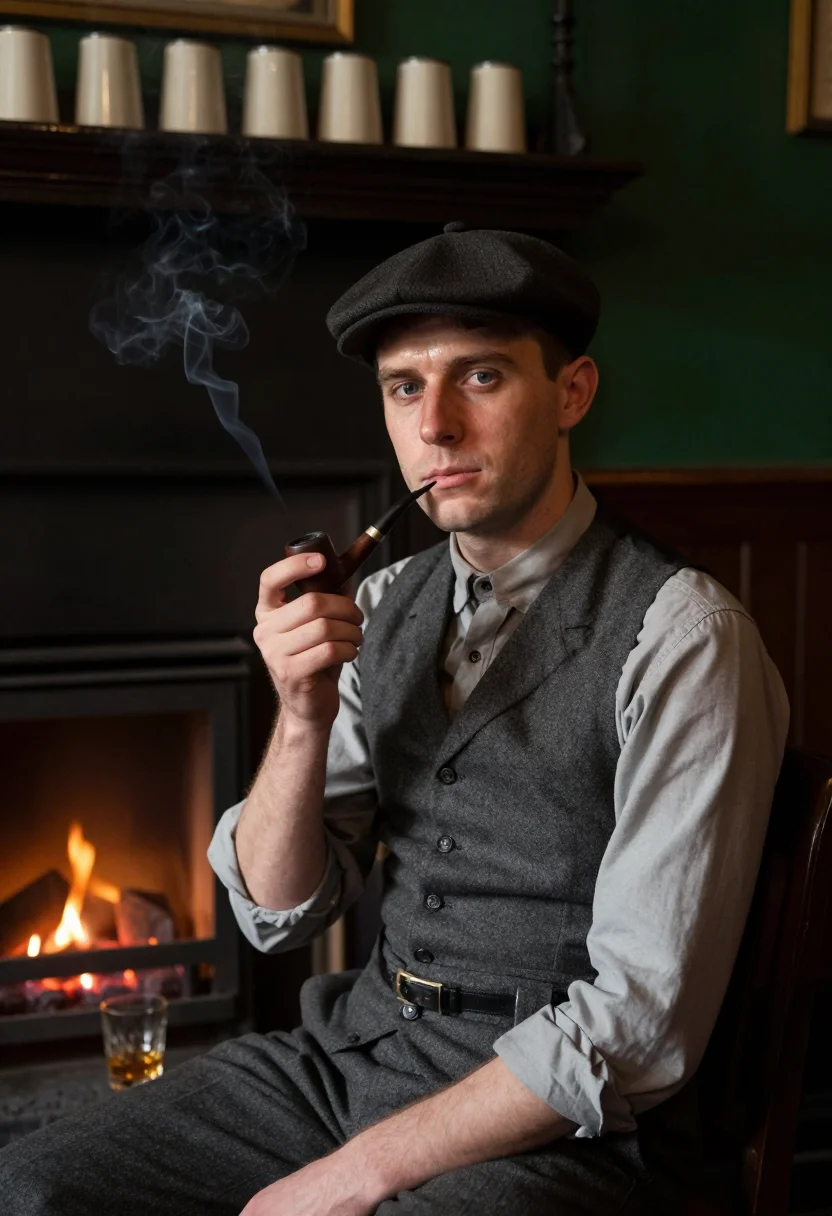 AI garrison pub sample — portrait of a man, seated waist-up portrait of a fair-skinne