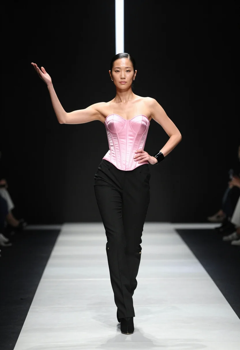 AI gaultier corset sample — portrait of a woman, full-length portrait of a Korean woman