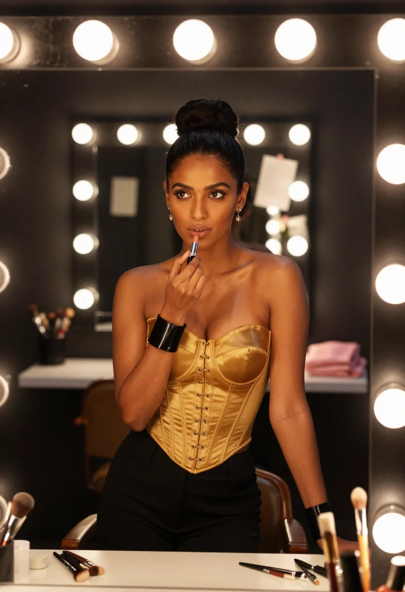 AI gaultier corset sample — portrait of a woman, close portrait of an Indian woman with