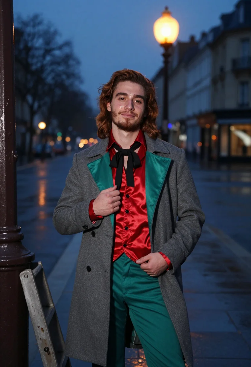AI gautier gilet rouge sample — portrait of a man, half-length portrait of a French man with