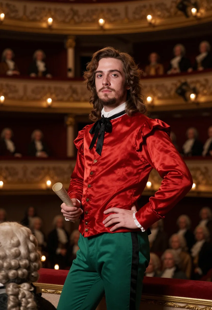 AI gautier gilet rouge sample — portrait of a man, half-length portrait of a French man with