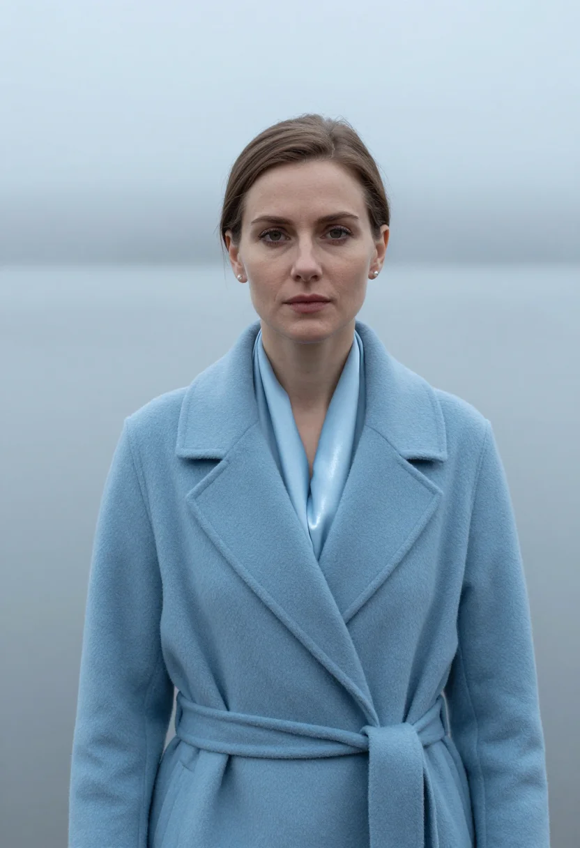 AI geneva mist blue sample — portrait of a woman, head-and-shoulders portrait of a Wester