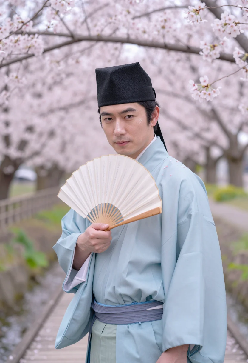 AI genji sample — portrait of a man, chest-up portrait of a Japanese man in hi