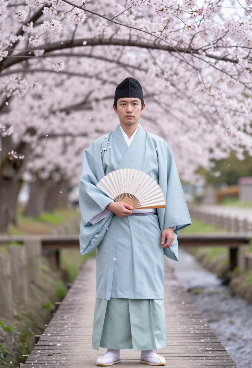AI genji sample — portrait of a man, full-length portrait of a Japanese man in