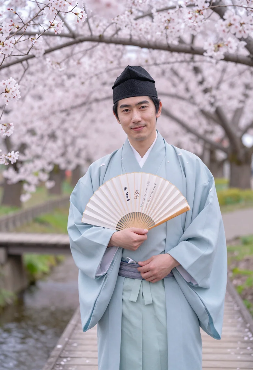 AI genji sample — portrait of a man, half-length portrait of a Japanese man in