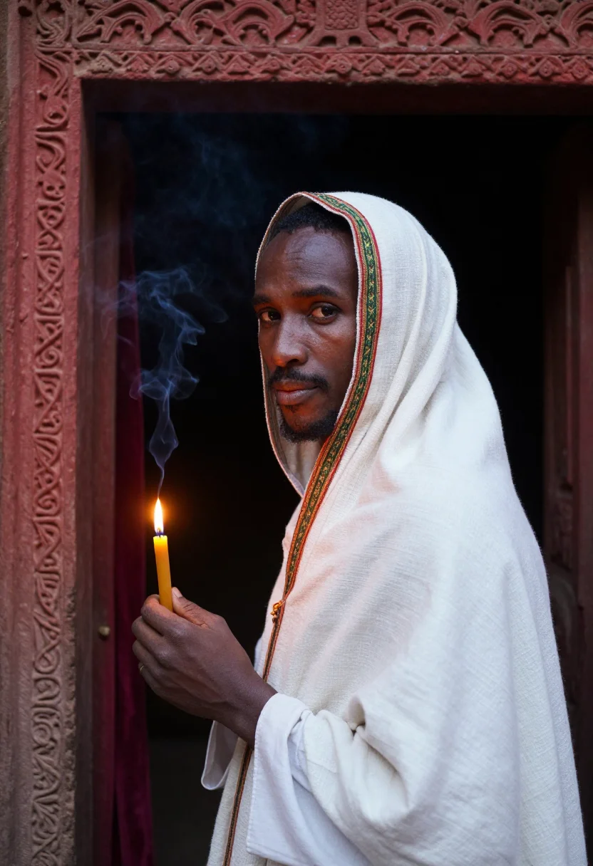 AI genna ethiopian christmas sample — portrait of a man, head-and-shoulders portrait of an Ethiopi