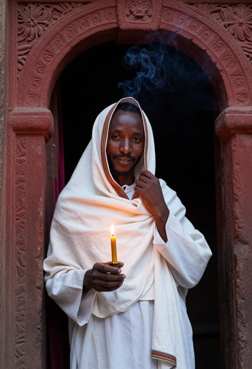 AI genna ethiopian christmas sample — portrait of a man, half-length portrait of an Ethiopian man