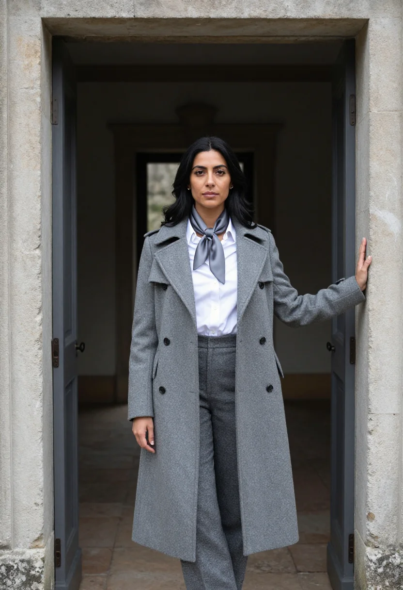 AI george sand nohant frock coat grey sample — portrait of a woman, framed three-quarter length from the he