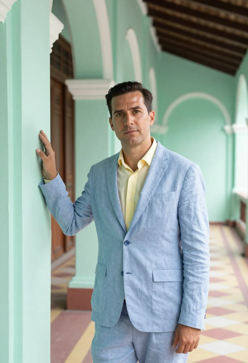 AI george town heritage architect shophouse palette sample — portrait of a man, a conservation architect in his mid-forti