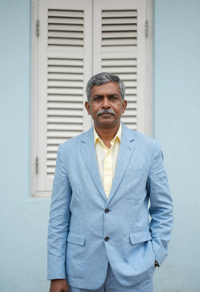 AI george town heritage architect shophouse palette sample — portrait of a man, an Indian-Malaysian conservation architec