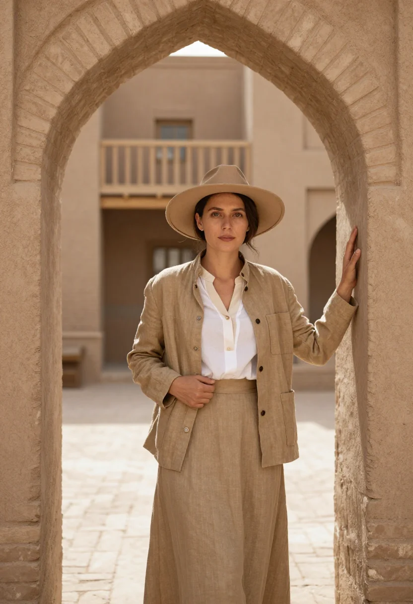 AI gertrude bell baghdad november khaki sample — portrait of a woman, framed half-length from the head to the