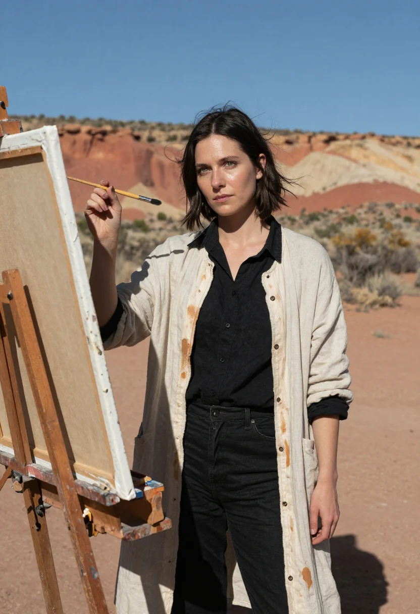 AI ghost ranch sample — portrait of a woman, chest-up portrait of an American woman