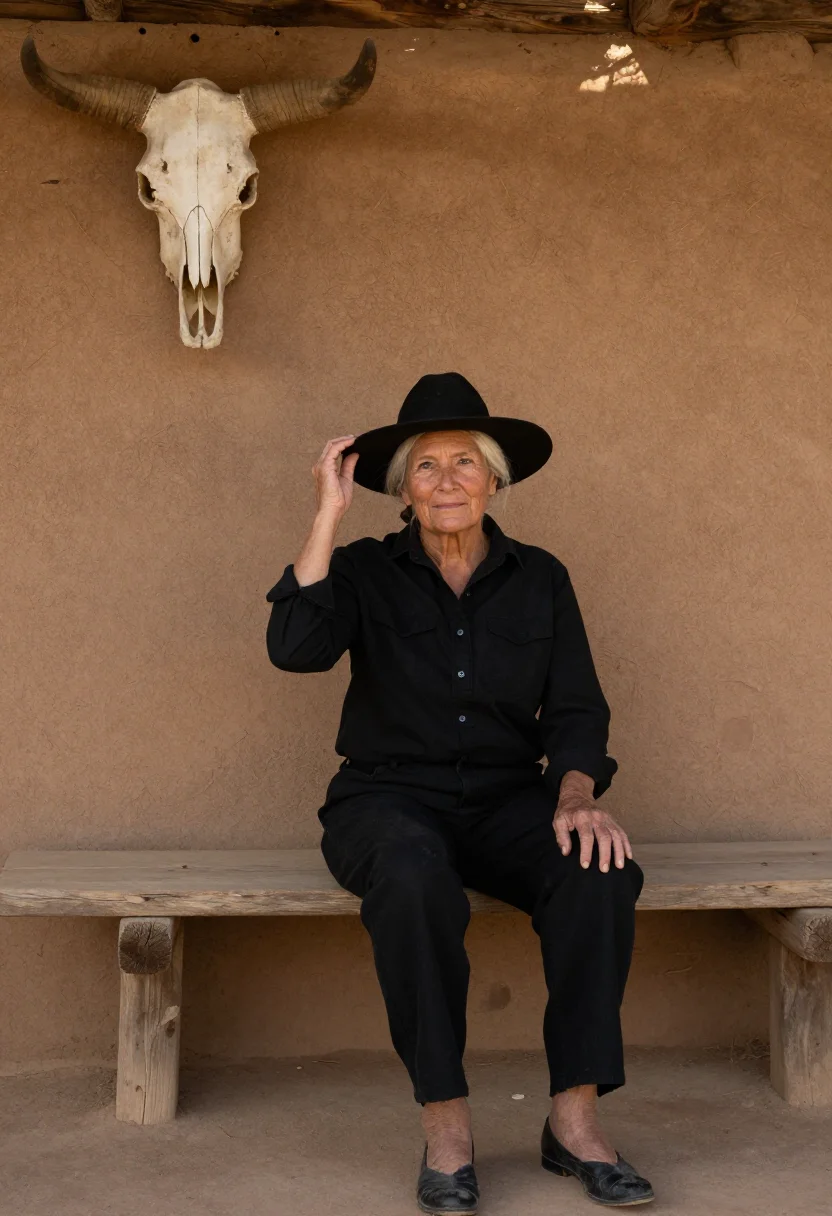 AI ghost ranch sample — portrait of a woman, three-quarter-length portrait of an Ame