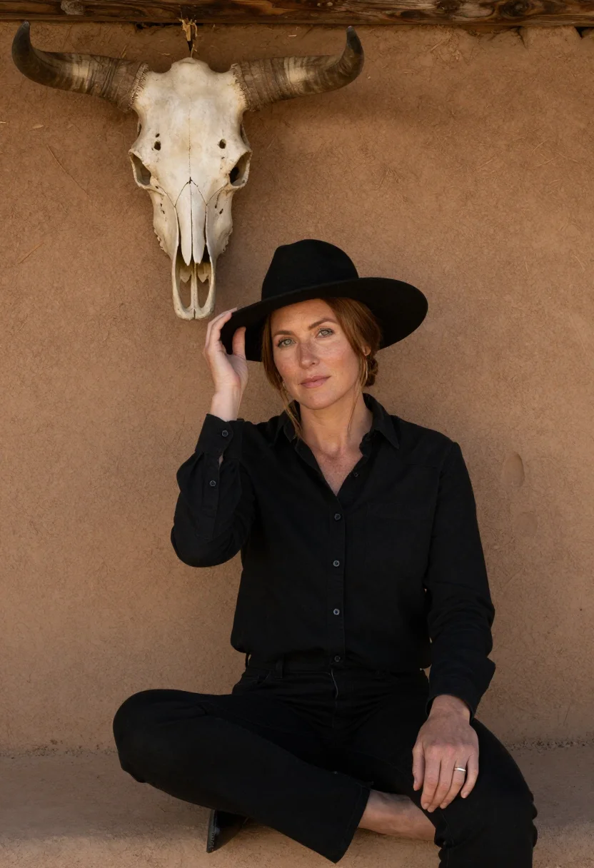 AI ghost ranch sample — portrait of a woman, chest-up portrait of an American woman