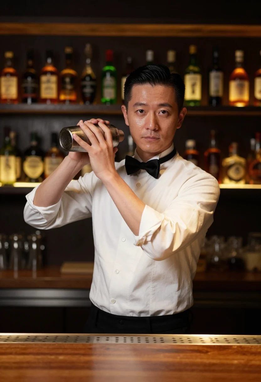 Example portrait from the AI Ginza Bartender — Free Preview, Train Once