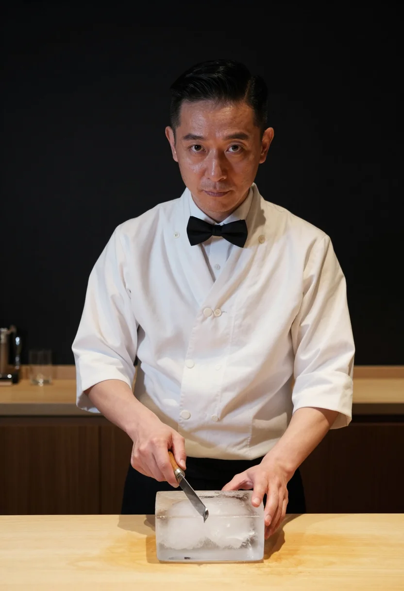 AI ginza bartender sample — portrait of a man, a half-length portrait of an East-Asian m