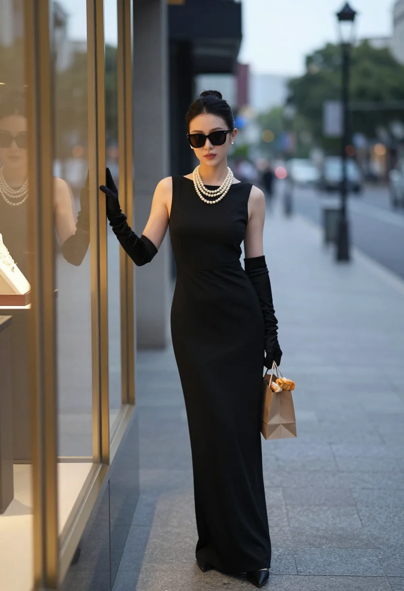 AI givenchy hepburn sample — portrait of a woman, full-length portrait of an East-Asian w