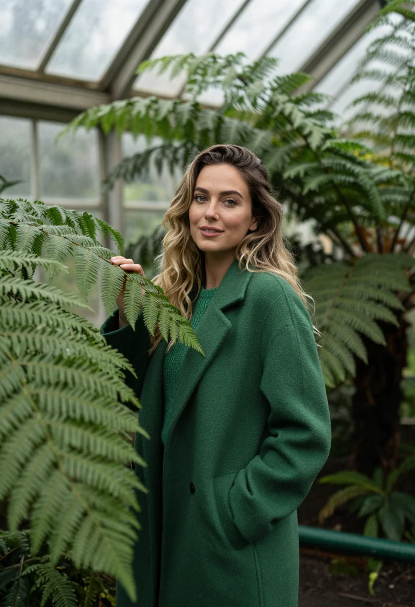 AI glasshouse fern green sample — portrait of a woman, half-length portrait of a woman in her