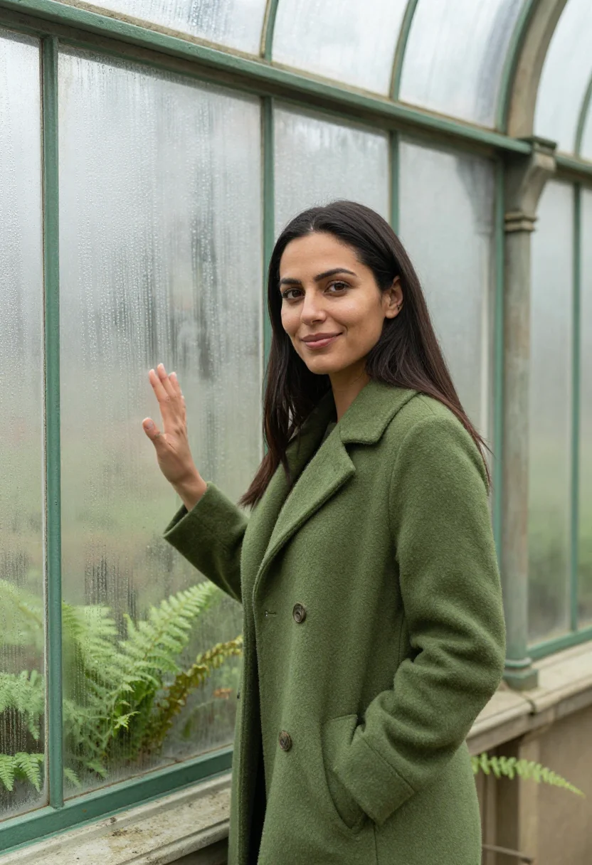 AI glasshouse fern green sample — portrait of a woman, half-length portrait of a woman in her
