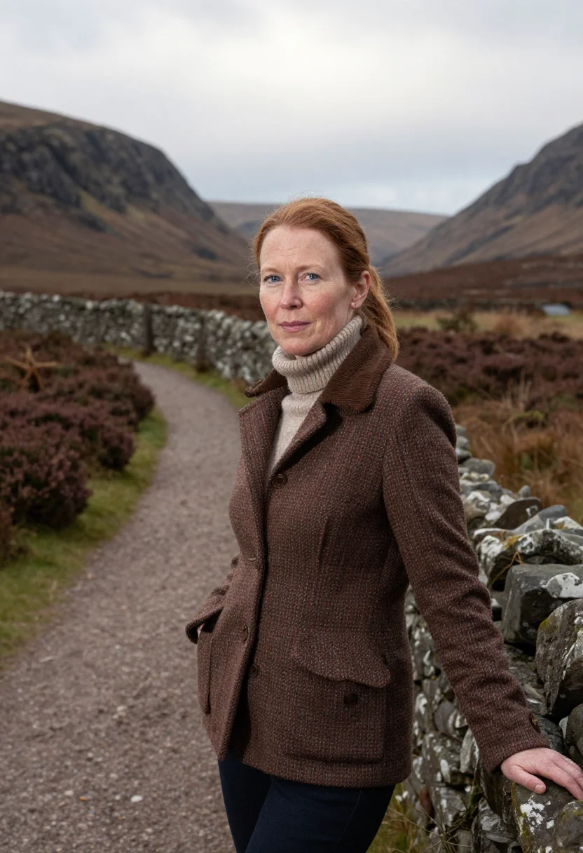 AI gleneagles perthshire glen tweed sample — portrait of a woman, a hotel guest in her forties of Irish d