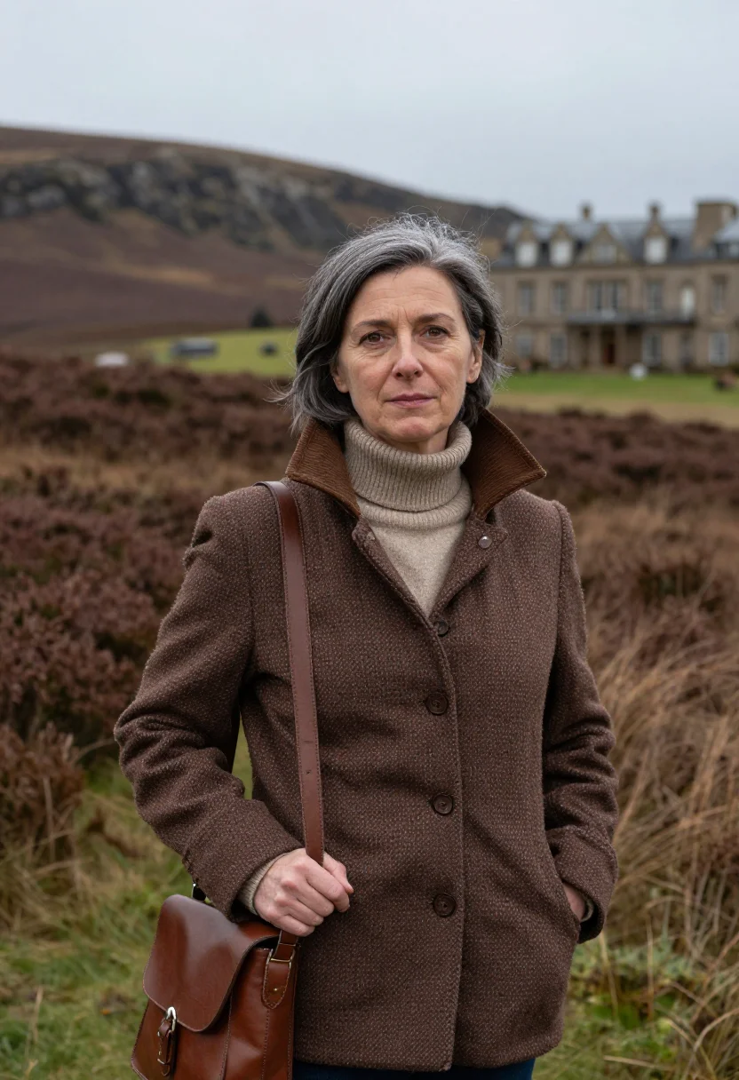 AI gleneagles perthshire glen tweed sample — portrait of a woman, a hotel guest in her forties of French