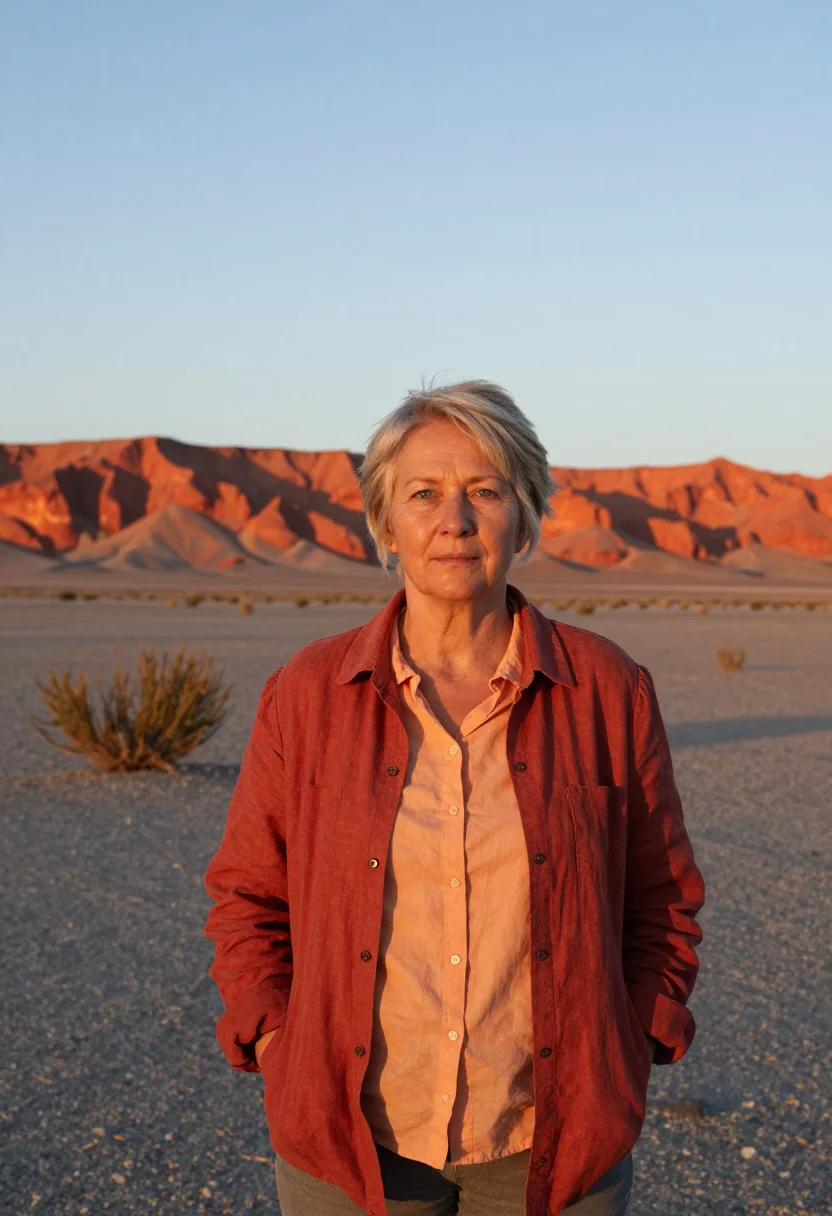 AI gobi palaeontologist flaming cliffs red sample — portrait of a woman, half-length portrait of a Polish woman