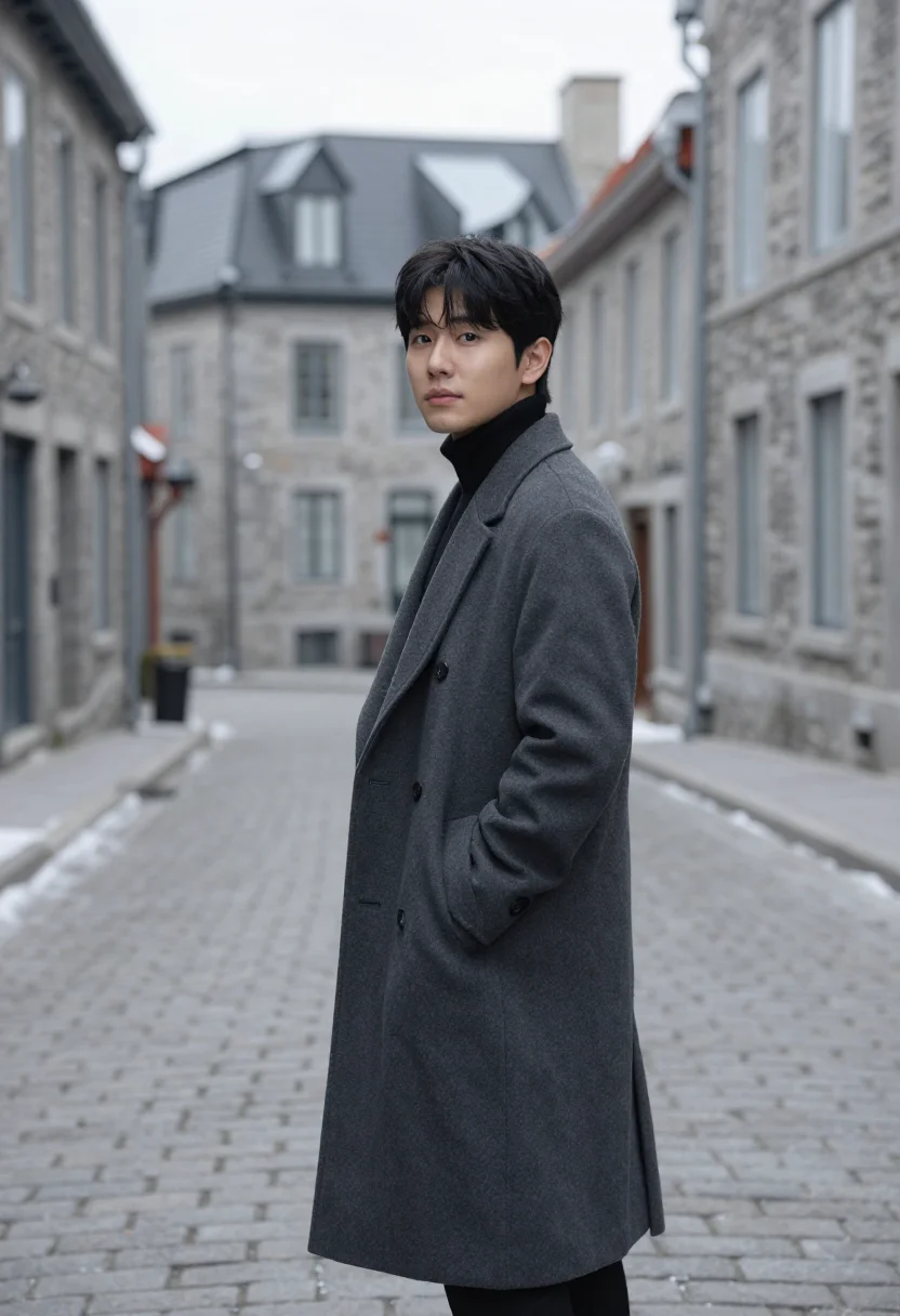 AI goblin quebec red door petit champlain sample — portrait of a man, a Korean man in his early thirties with w